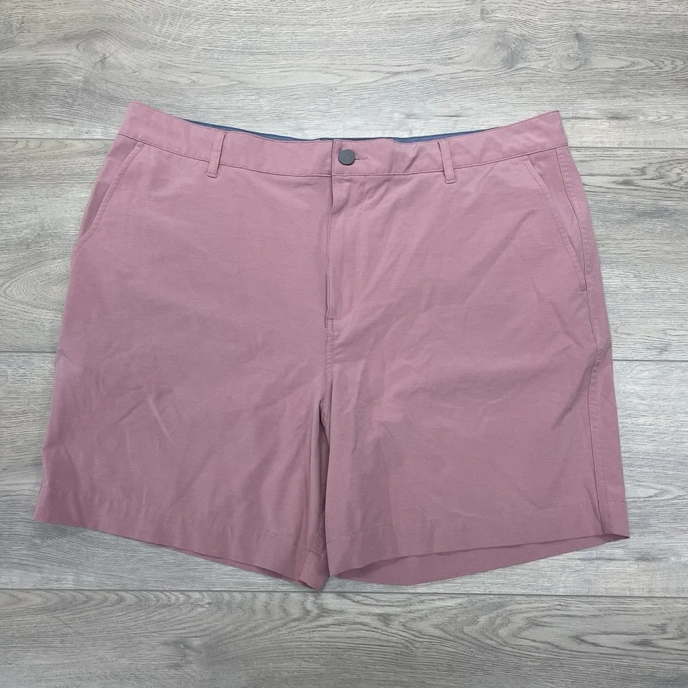 Faherty All Day Shorts Maroon Heather Men Sz 38 Outdoor Active Golf Casual